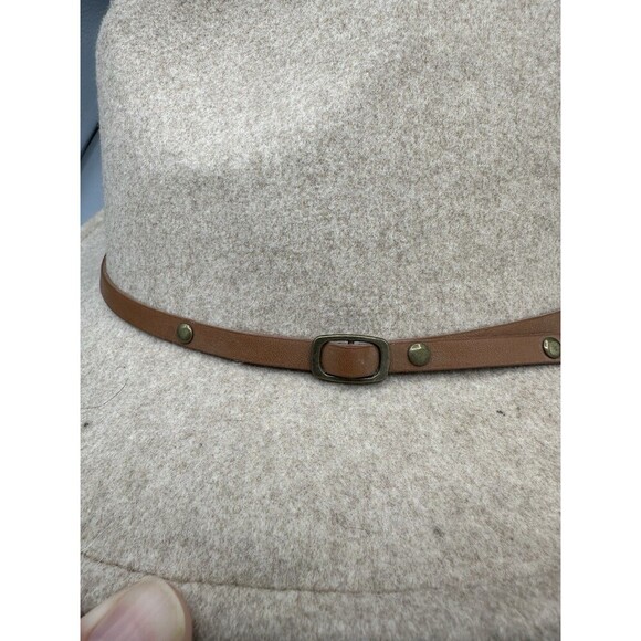 Pengcheng Womens Fedora Trilby Hat Camel Wool Blend Buckle Band Boho One Size - Picture 2 of 9